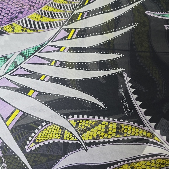 Just Cavalli Black Blouse with Green and Purple Tropical Print Front Tie Size 40 - Picture 10 of 10